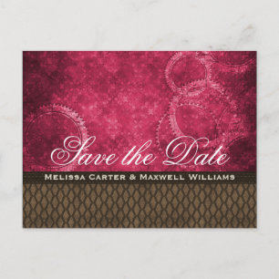 Metal Gear Save the Date Postcard, Pink Announcement Postcard