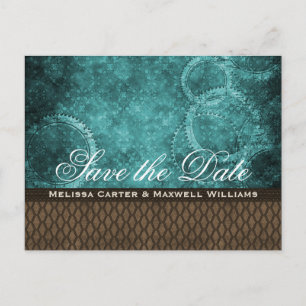 Metal Gear Save the Date Postcard, Teal Announcement Postcard