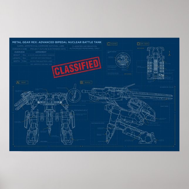 Metal Gear Solid Rex  Blueprints Poster (Front)