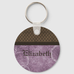 Metal Gear Steampunk Keychain, Purple Key Ring