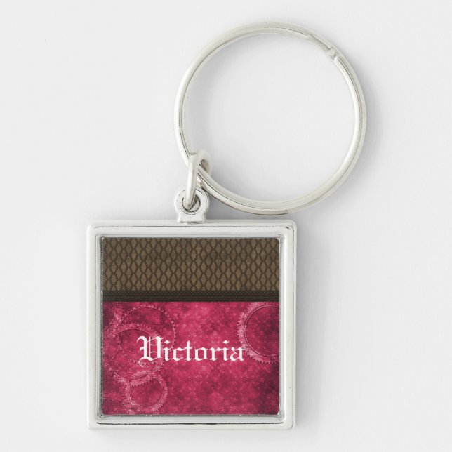 Metal Gear Steampunk Premium Keychain, Pink Key Ring (Front)