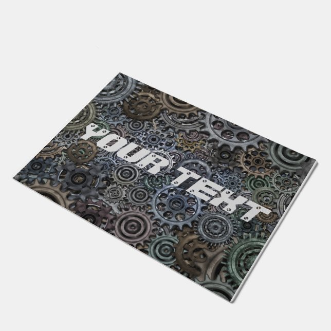Metal Gears Industrial Style Doormat (Angled)