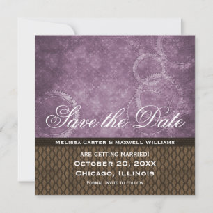 Metal Gears Save the Date Invite, Purple Invitation