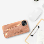 Metal Glitter Look 3-D Rose gold Wave Name iPhone 13 Case<br><div class="desc">The design is a photo and the cases are not made with actual glitter, sequins, metals or woods. This design is also available on other phone models. Choose Device Type to see other iPhone, Samsung Galaxy or Google cases. Some styles may be changed by selecting Style if that is an...</div>
