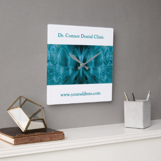 Metal Glow Blue Teeth Dental Clinic Dentist Gift Square Wall Clock