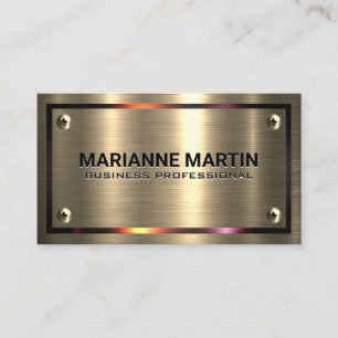 Metal Gold Brushed Metallic Border Screws Business Card