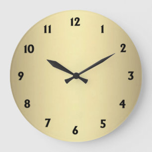 Metal Gold Look with Black Numbers Large Clock