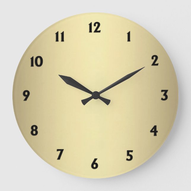 Metal Gold Look with Black Numbers Large Clock (Front)