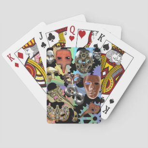 metal gold silver masquerade steampunk masks playing cards