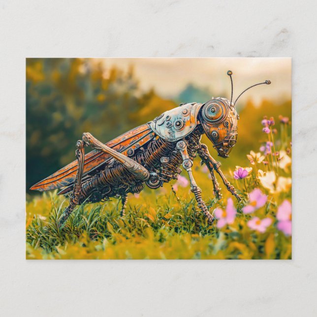 Metal Grasshopper Garden Sculpture Postcard (Front)