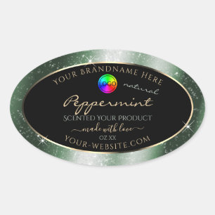 Metal Green Glitter Frame Product Label with Logo