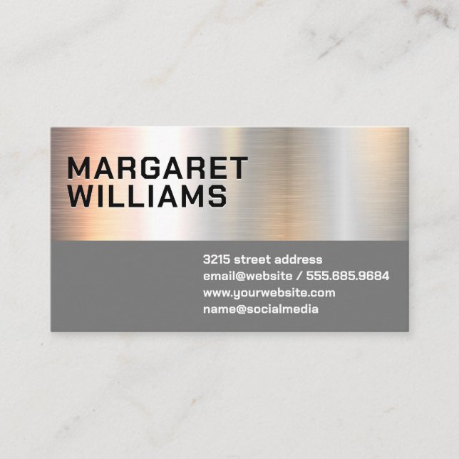 Metal | Grey Business Card (Front)
