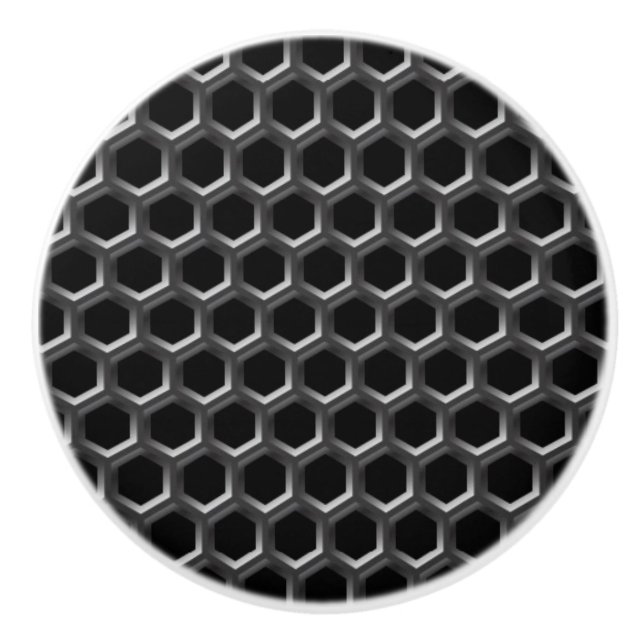 Metal grid pattern - background ceramic knob (Front)