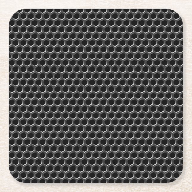 Metal grid pattern - background square paper coaster (Front)