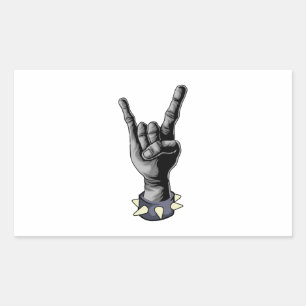 Metal Hand Devil Horns Heavy Metal Rectangular Sticker
