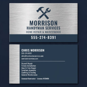 Metal Handyman Carpenter Construction Tools Business Card