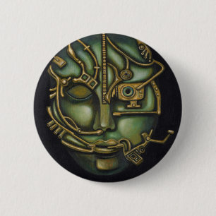 Metal Head 6 Cm Round Badge