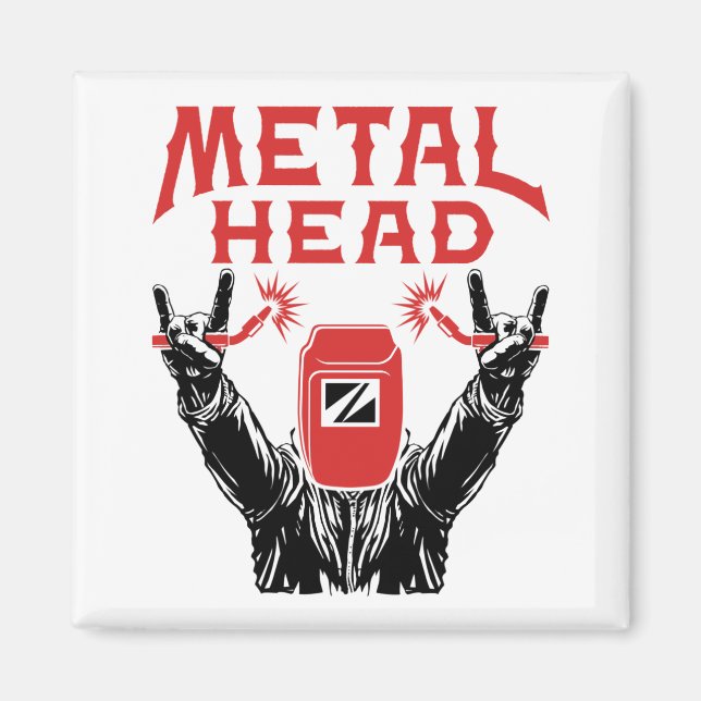 Metal Head Funny Welder Welding Helmet Magnet (Front)