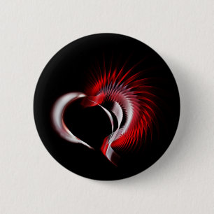 Metal Heart 6 Cm Round Badge