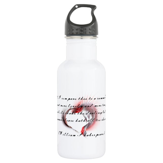 Metal Heart with Shakespeare's sonnet 18 532 Ml Water Bottle (Front)