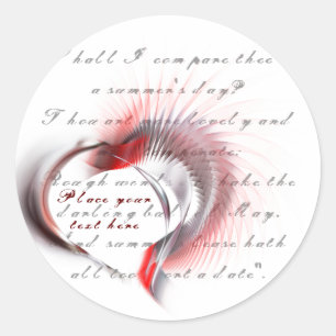 Metal Heart with Shakespeare's sonnet 18 Classic Round Sticker