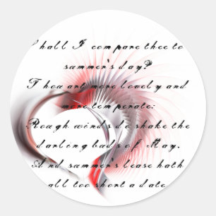 Metal Heart with Shakespeare's sonnet 18 Classic Round Sticker