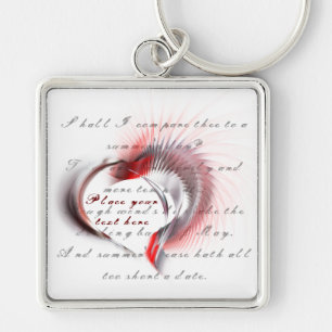 Metal Heart with Shakespeare's sonnet 18 Key Ring