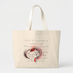 Metal Heart with Shakespeare's sonnet 18 Large Tote Bag