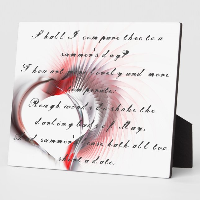 Metal Heart with Shakespeare's sonnet 18 Plaque (Side)