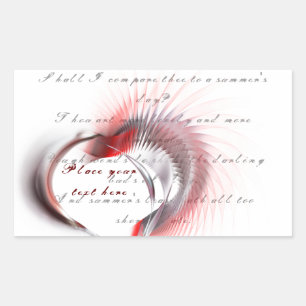 Metal Heart with Shakespeare's sonnet 18 Rectangular Sticker
