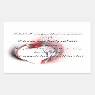 Metal Heart with Shakespeare's sonnet 18 Rectangular Sticker