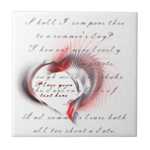 Metal Heart with Shakespeare's sonnet 18 Tile