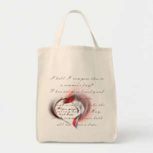 Metal Heart with Shakespeare's sonnet 18 Tote Bag