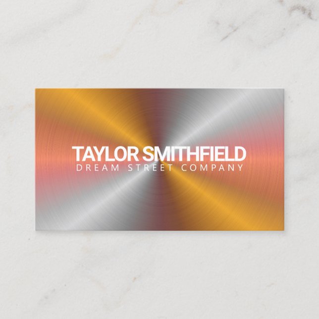 Metal Iridescent Modern Business Card (Front)