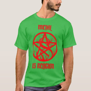 Metal Is Religion Death Metal Pentagram Snake Sata T-Shirt