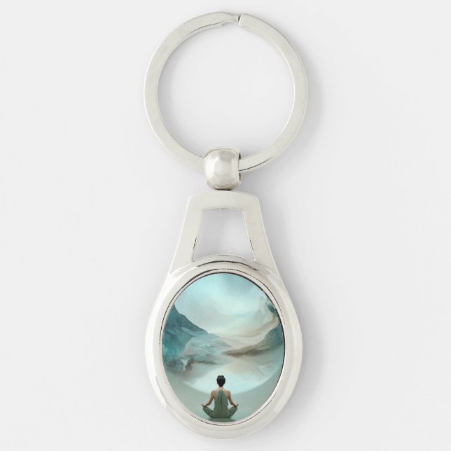 Metal Keychain Mystical Zen Meditation (Front)