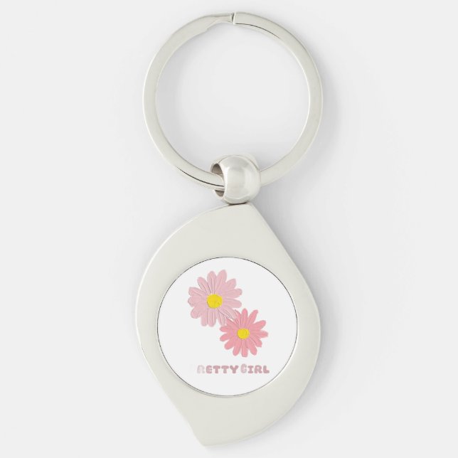 Metal keychain with a floral design (Front)