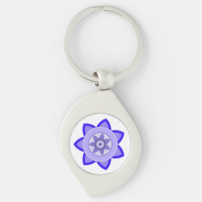 METAL KEYCHAIN WITH ART OF FLOWER (Front)