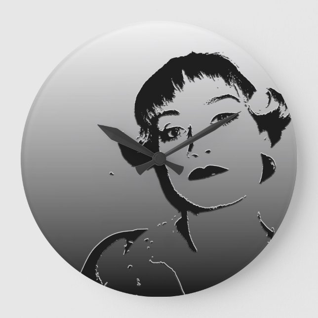 Metal like black and white stylish clock (Front)