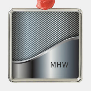Metal Look custom monogram ornament