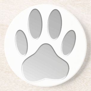 Metal-Look Dog Paw Print Coaster