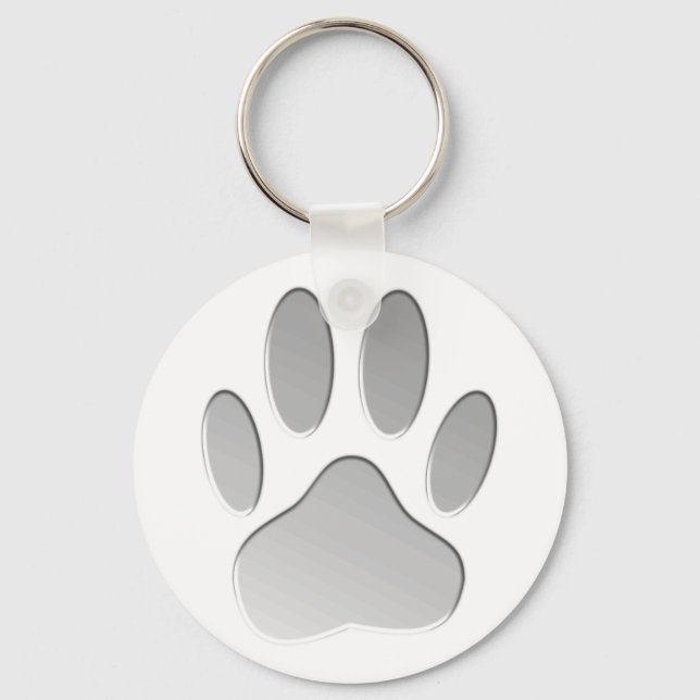 Metal-Look Dog Paw Print Key Ring (Front)