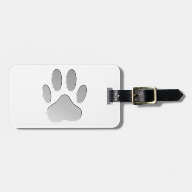Metal-Look Dog Paw Print Luggage Tag (Front Horizontal)