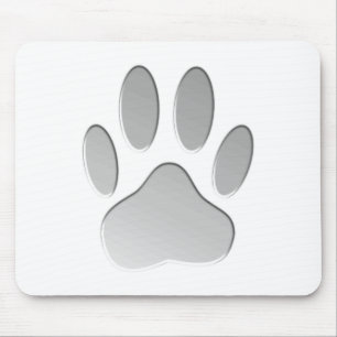 Metal-Look Dog Paw Print Mouse Pad