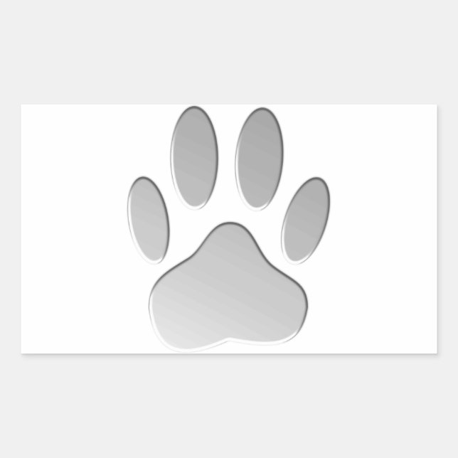 Metal-Look Dog Paw Print Rectangular Sticker (Front)