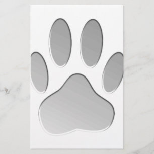 Metal-Look Dog Paw Print Stationery