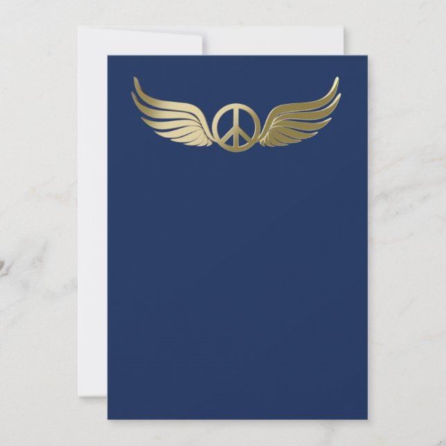 Metal look peace symbol with wings (Front)