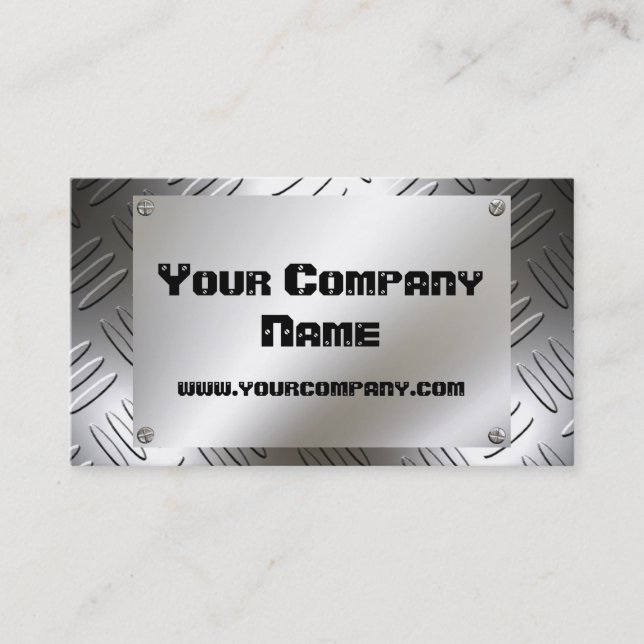 Metal Look Plate With Screws Business Cards (Front)