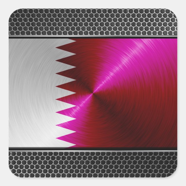 Metal-look Qatar Flag Square Sticker (Front)