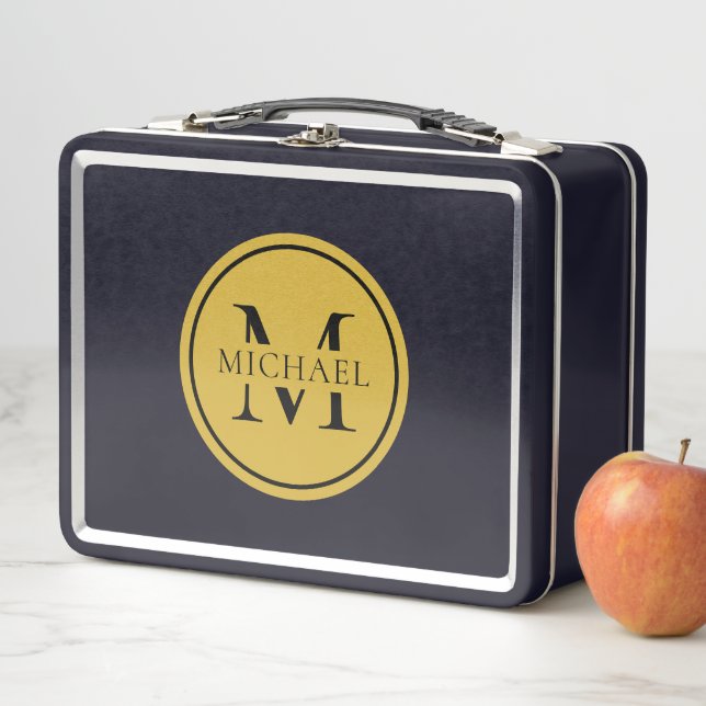 Metal Lunch Box with Personalised Monogram and Nam (In Situ)